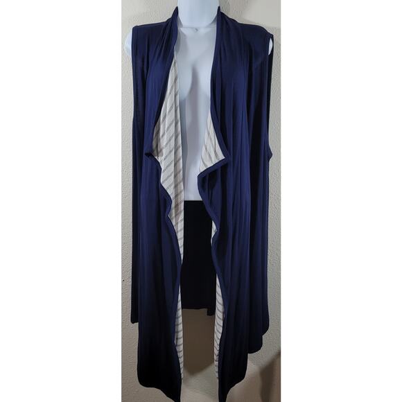 Paisley Grace Blue Draped Front Cardigan Duster 3XL Lightweight Flowy Stretchy - Picture 1 of 5